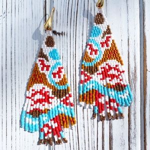 Handmade Colorful Lappland Beaded Fringe Earrings